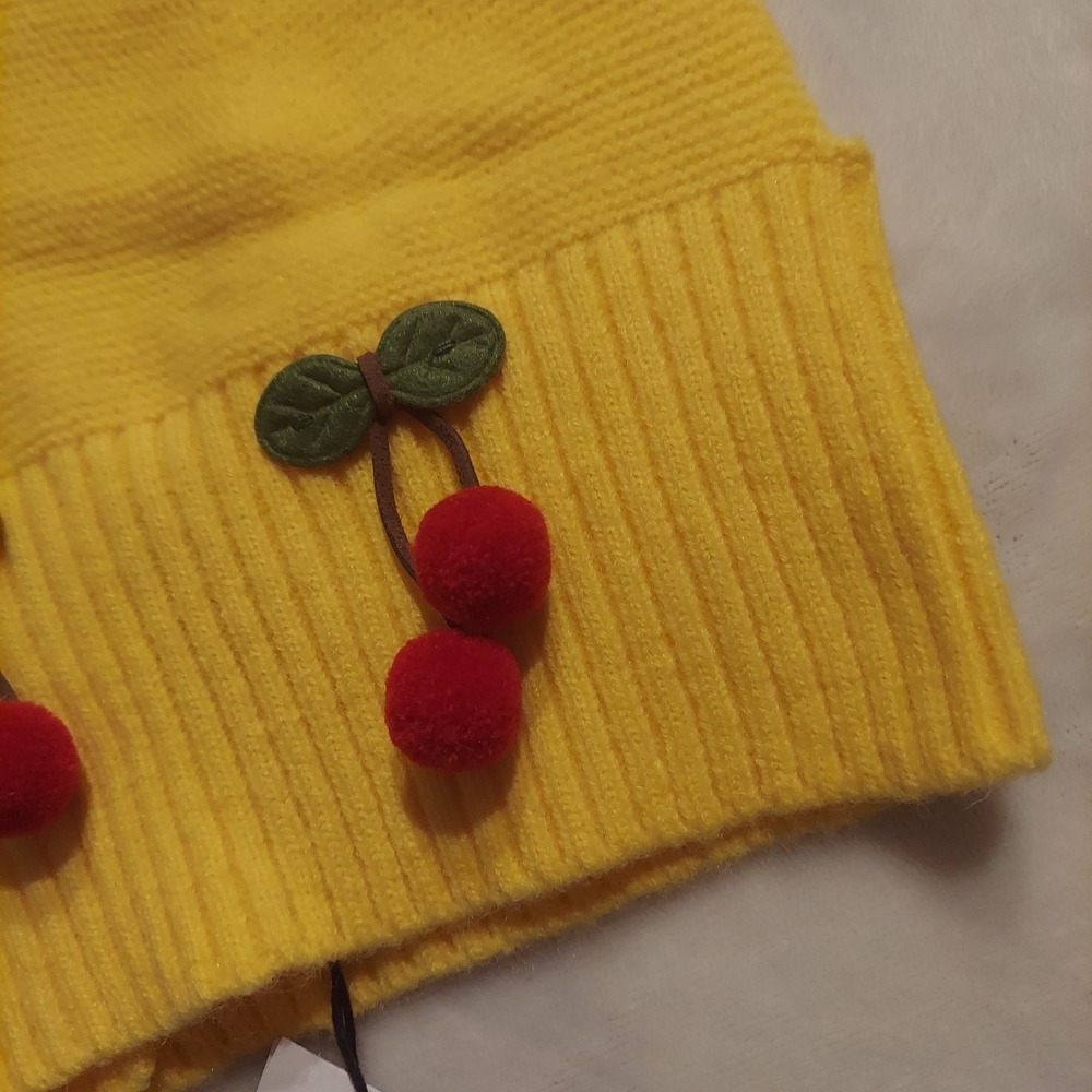 Cider Womens Yellow Stretch Knit Ribbed Cropped Cherry Tank Top Size Large NWT - Picture 6 of 10